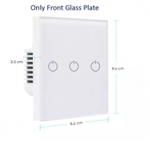 WIFI touch Switch Crystal glass Panel _3 Gang_White Color (Power Button)