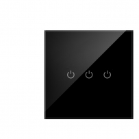 WIFI touch Switch Crystal glass Panel _3 Gang_Black Color (Power Button)