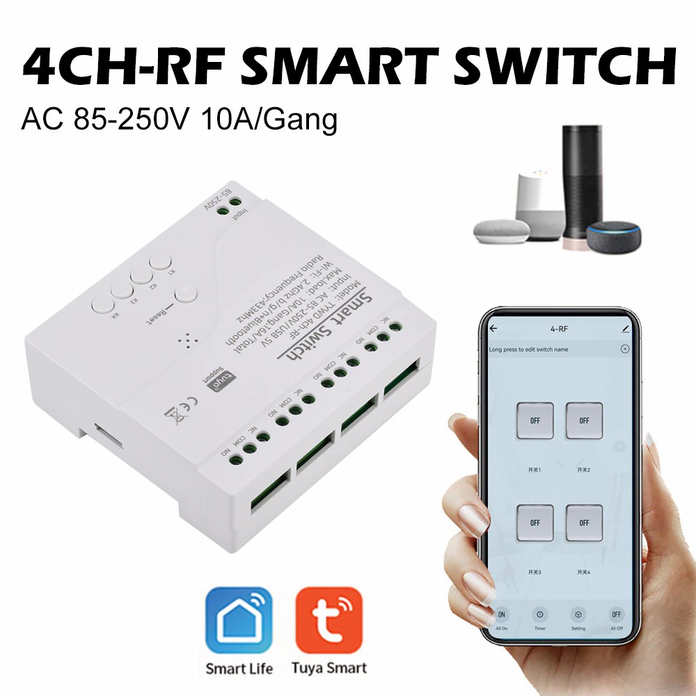Tuya 4CH Pro: New version of 4 Channel WiFI switch with built in RF module