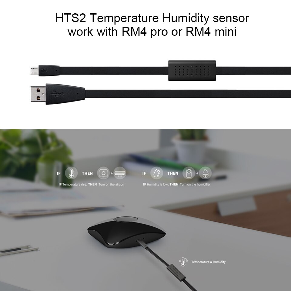 Broadlink RM4 Mini IR+HTS2 Temperature Humidity Sensor WiFi IR Remote  Controller for Air Conditioning TV Set-top Box Work with Alexa